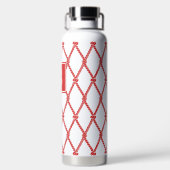Coastal Preppy Nautical Monogram - Red & White Waterfles (Achterkant)