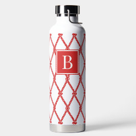 Coastal Preppy Nautical Monogram - Red & White Waterfles