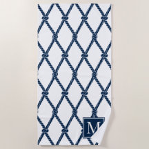 Coastal Preppy Nautical Monogram – White & Navy
