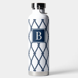 Coastal Preppy Nautical Monogram - White & Navy Waterfles
