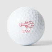 Coastal Preppy Red and White Lobster Monogram Golfballen (Voorkant)