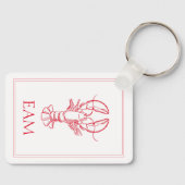 Coastal Preppy Red and White Lobster Monogram Sleutelhanger (Voorkant)