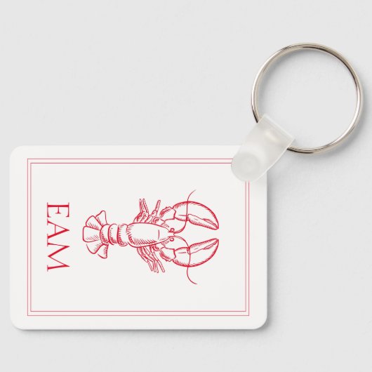 Coastal Preppy Red and White Lobster Monogram Sleutelhanger (Voorkant)