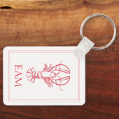 Coastal Preppy Red and White Lobster Monogram Sleutelhanger (Voorkant)