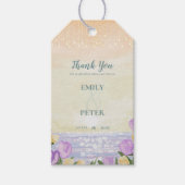 Coastal Purple Beach Floral Wedding Thank You Cadeaulabel (Voorkant)