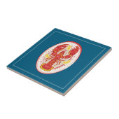 Coastal Red Lobster Lemon Pattern Ceramic Tile Tegeltje (Zijkant)