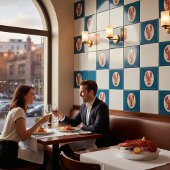 Coastal Red Lobster Lemon Pattern Ceramic Tile Tegeltje