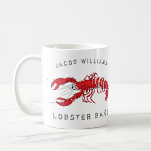 Coastal Red Lobster Monogramme Name Koffiemok