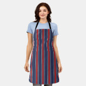 Coastal Resort Awning Stripe Kitchen Navy Red Schort (Gedragen)