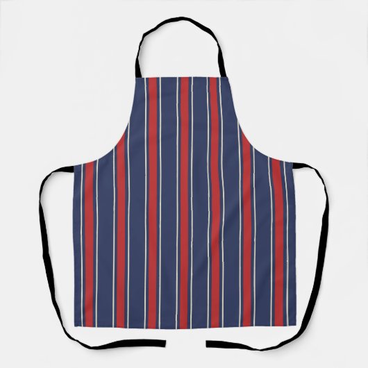 Coastal Resort Awning Stripe Kitchen Navy Red Schort (Voorkant)