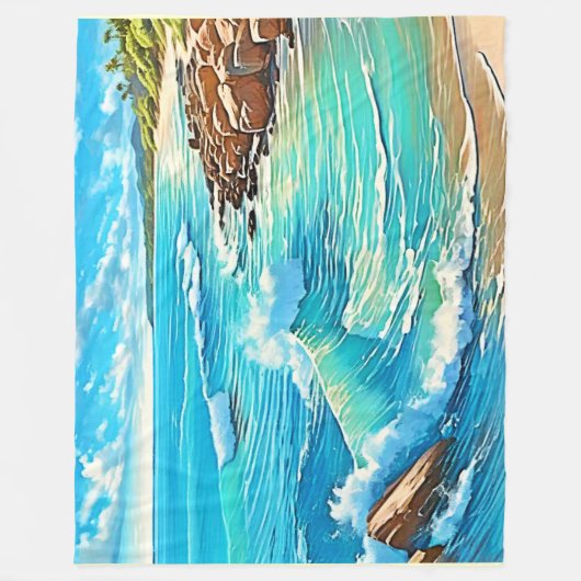 Coastal Rock Scene Design Fleece Deken (Voorkant)