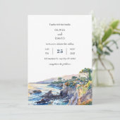 Coastal Rocky Cove Golden Sunset Beach bruiloft Kaart (Staand voorkant)