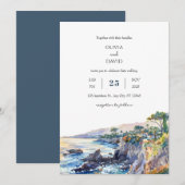 Coastal Rocky Cove Golden Sunset Beach bruiloft Kaart (Voorkant / Achterkant)