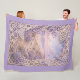 Coastal Romance: Lavender Dunes & Lace Butterflies Fleece Deken