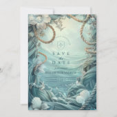 Coastal Rope Botanical Ocean Wedding Save The Date (Voorkant)