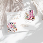 Coastal Roze Cowgirl Vrijgezellenfeest Behuizing k RSVP Kaartje