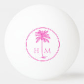 Coastal roze en witte palmetto palmmonogram pingpongbal (Voorkant)