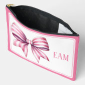 Coastal Roze en Witte Waterverf Bow Monogram Etui (Open)