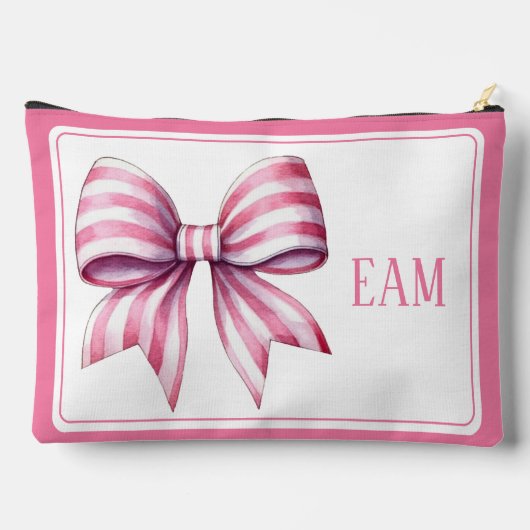 Coastal Roze en Witte Waterverf Bow Monogram Etui (Achterkant)