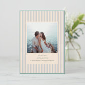 Coastal Sage Stripes Photo Stylish Trendy Wedding Save The Date (Staand voorkant)