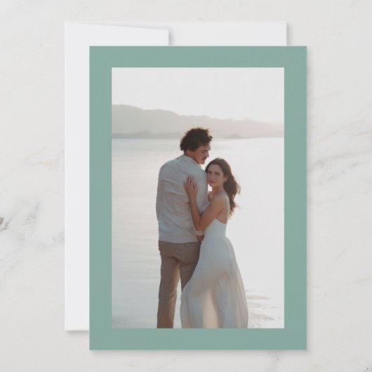Coastal Sage Stripes Photo Stylish Trendy Wedding Save The Date (Achterkant)