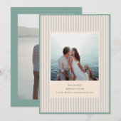 Coastal Sage Stripes Photo Stylish Trendy Wedding Save The Date (Voorkant / Achterkant)