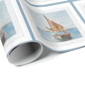 Coastal Sailboat Art • Nautical Gift Wrap Roll Cadeaupapier (Rol Hoek)