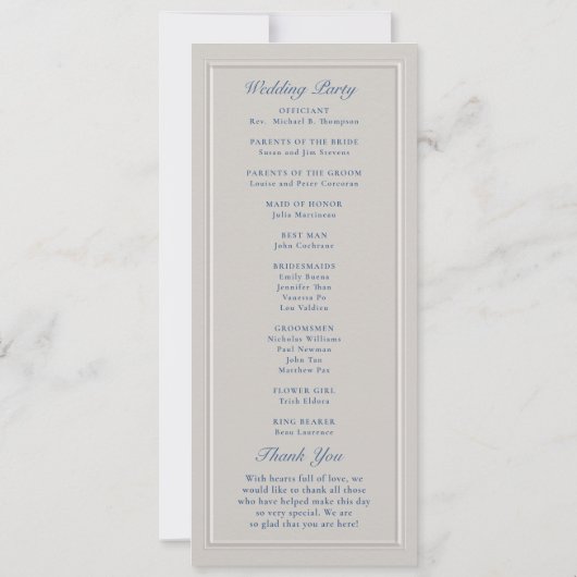 Coastal Sailboat Nautical Formal Wedding Program (Achterkant)
