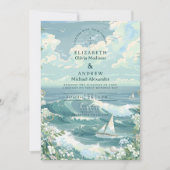 Coastal Sailboat Ocean Wedding Kaart (Voorkant)