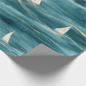 Coastal Sailboat Waves Nautical Pattern (3) Cadeaupapier (Hoek)
