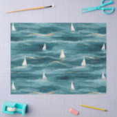 Coastal Sailboat Waves Nautical Pattern (3) Tissuepapier (Craft)