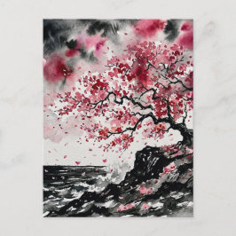 Coastal Sakura - Watercolor Style Cherry Blossoms Briefkaart
