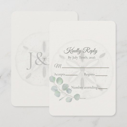 Coastal Sand Dollar Watercolor RSVP Kaartje (Voorkant / Achterkant)