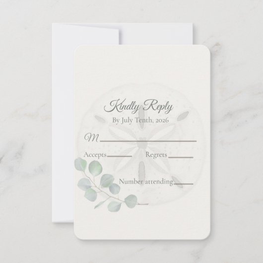 Coastal Sand Dollar Wedding  RSVP Kaartje (Voorkant)