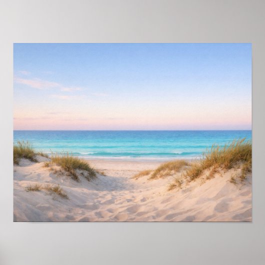 Coastal Sand Dunes Beach Poster - Pastel Sunset (Voorkant)