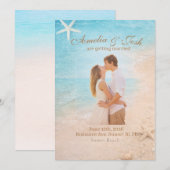 Coastal Sand & Sea Starfish wedding invitation Kaart (Voorkant / Achterkant)