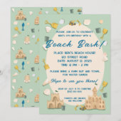 Coastal Sandcastle Beach Verjaardag Baby shower Kaart (Voorkant / Achterkant)