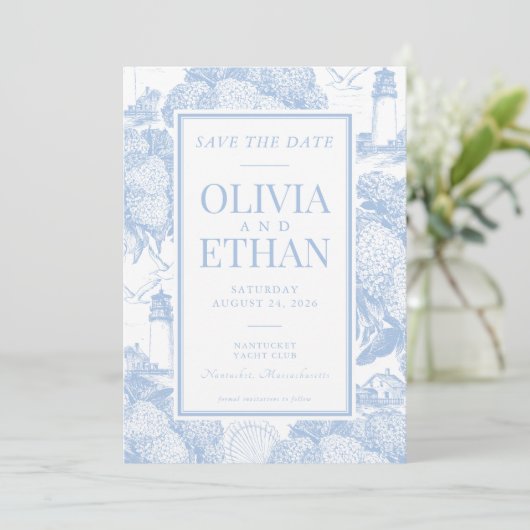 Coastal Save the Date Kaart (Staand voorkant)