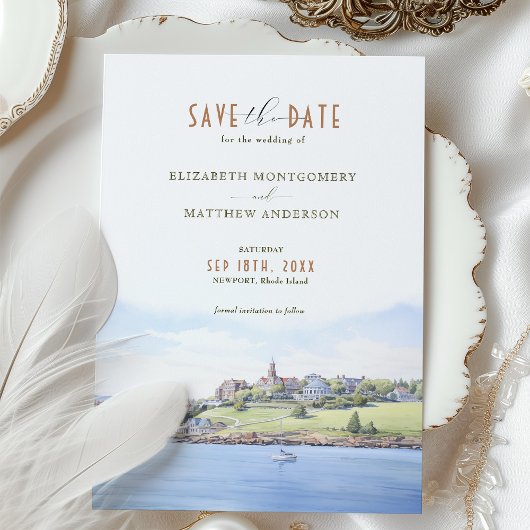 Coastal Save the Date Kaart - Newport, Rhode Islan