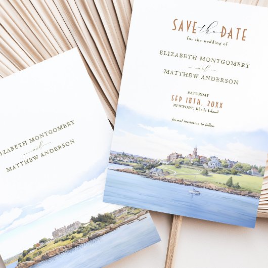 Coastal Save the Date Kaart - Newport, Rhode Islan