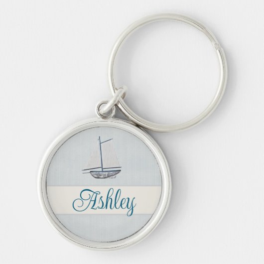 Coastal Scrapbook Sailboat Sleutelhanger (Voorkant)