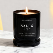 Coastal Sea & Sand Custom Candle Label Black White