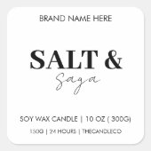 Coastal Sea & Sand Custom Candle Label Black White (Voorkant)
