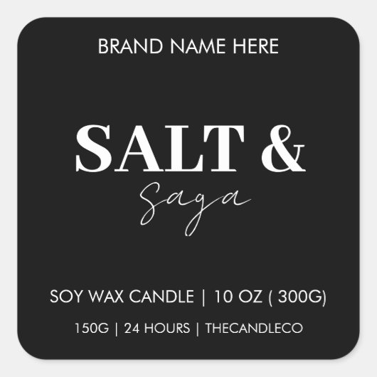 Coastal Sea & Sand Custom Candle Label Black White (Voorkant)