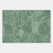 Coastal Sea Shell Beach Green White Decoupage Inpakpapier Vel (Voorkant)
