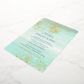 Coastal Seafoam Bruiloft Waterverf Folie Uitnodiging (Gedraaid)