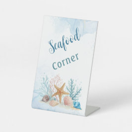 Coastal Seafood Corner Wedding Buffet  Reclamebord Met Voetstuk