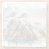 Coastal Seagulls Watercolor Seascape Glazen Onderzetter (Achterkant)