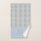 Coastal Seahorse Cameo Blue Cream Strip Monogram  Bad Handdoek (Handdoek)