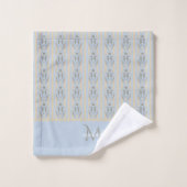 Coastal Seahorse Cameo Blue Cream Strip Monogram  Bad Handdoek (Wasdoekje)